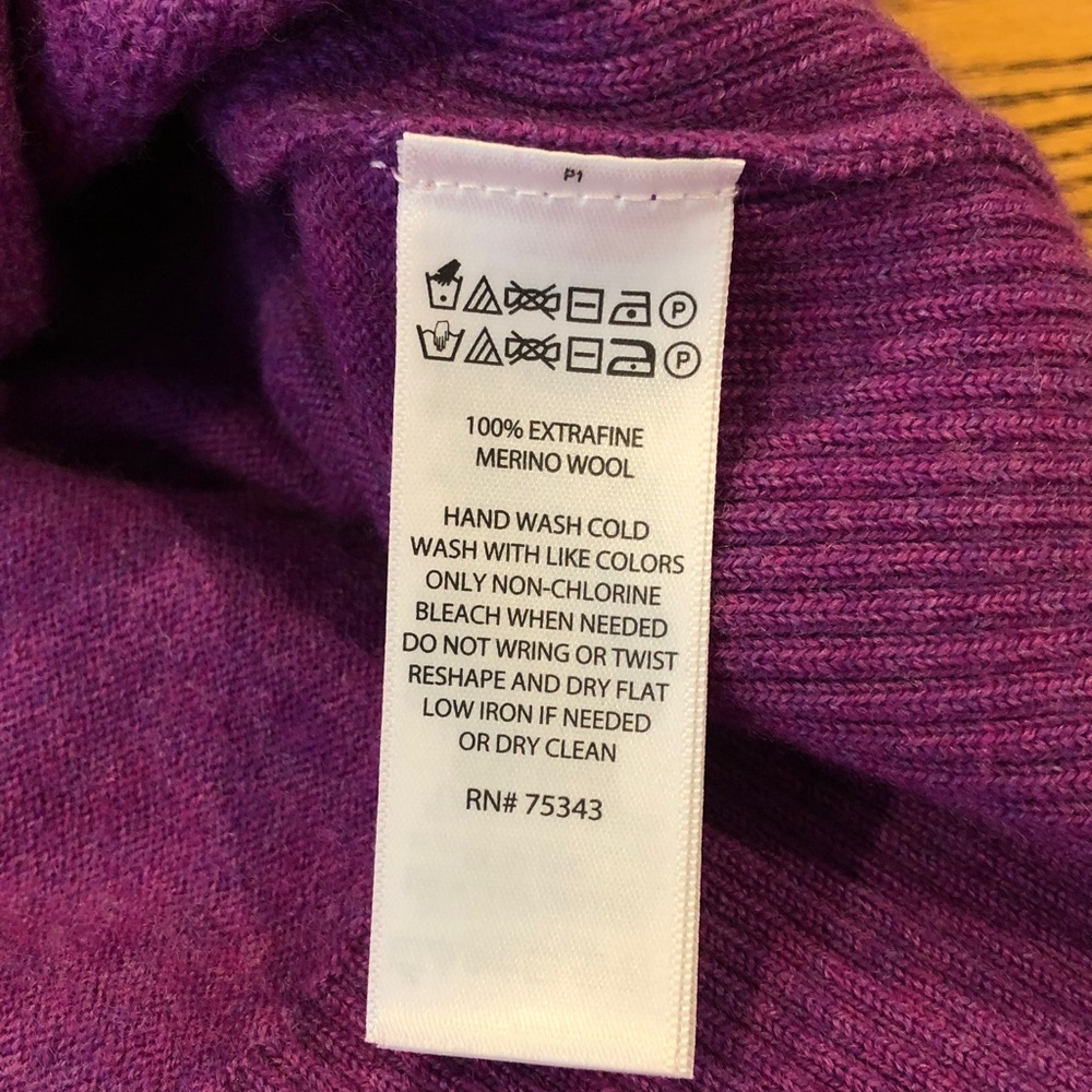 Aspen Extra Fine 100% Merino Wool Purple Sweater Chevron Texture Women’s Large - Picture 6 of 10